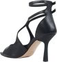 Gisel Moire Zwarte leren hoge hak sandalen Black Dames - Thumbnail 3