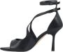 Gisel Moire Zwarte leren hoge hak sandalen Black Dames - Thumbnail 4