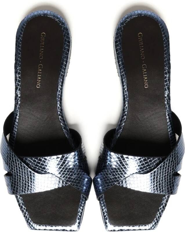 Giuliano Galiano Blauwe Platte Sandalen Vierkante Open Neus