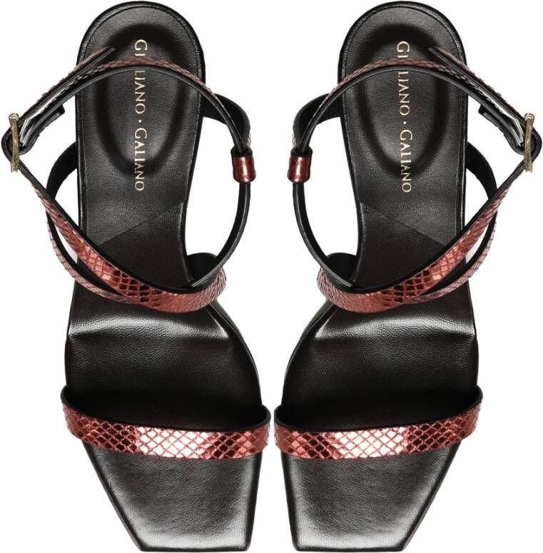 Giuliano Galiano Bordeaux Leren Sandalen met Vierkante Neus