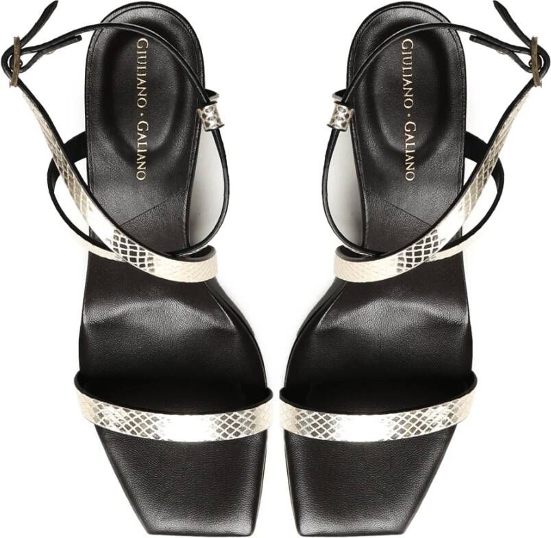 Giuliano Galiano Gouden Leren Sandalen Vierkante Neus