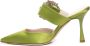 Giuliano Galiano Groene Satijnen Puntige Sandalen met Decoratieve Gesp Green Dames - Thumbnail 4