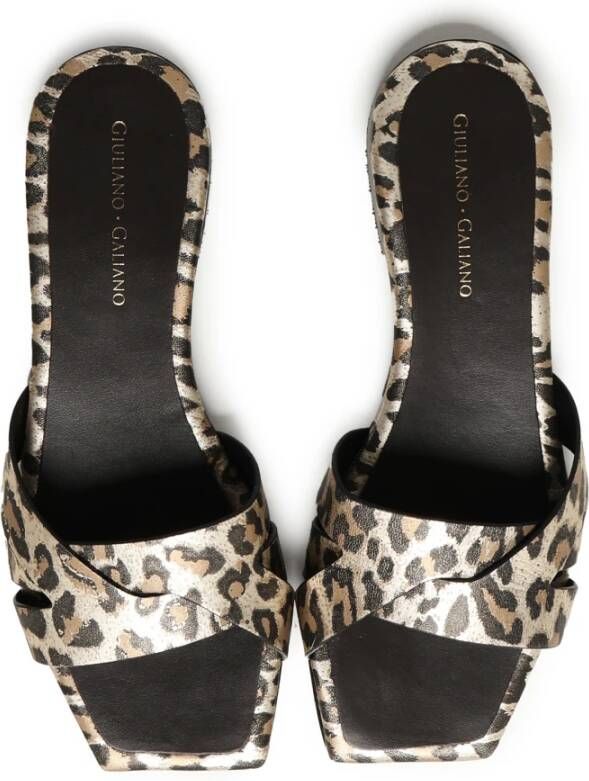 Giuliano Galiano Luipaard Platte Sandalen Made in Italy