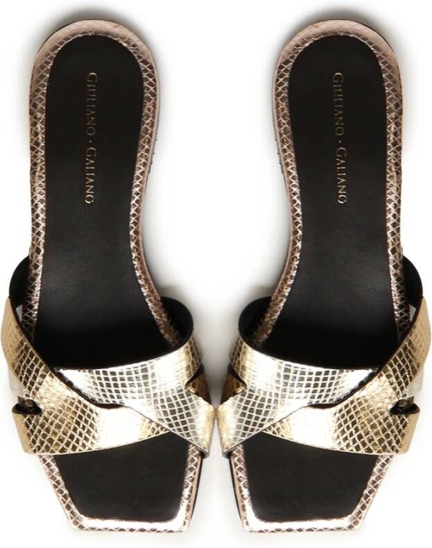 Giuliano Galiano Platina Platte Sandalen Gemaakt in Italië