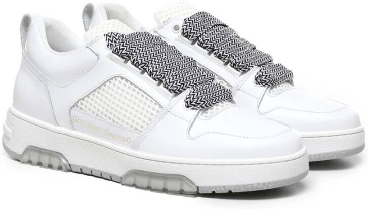 Giuliano Galiano Sneakers van mesh en suède White Heren