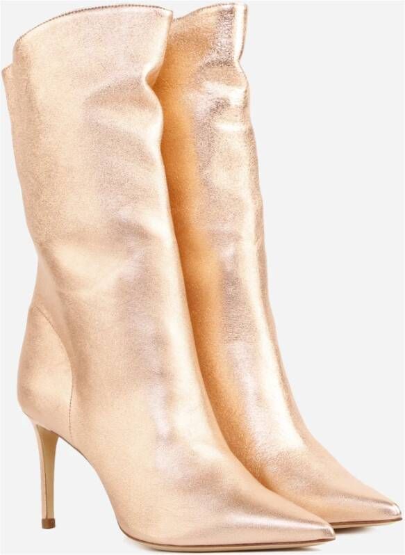 Giuliano Galiano Zalm Leren Stiletto Laarzen Beige Dames