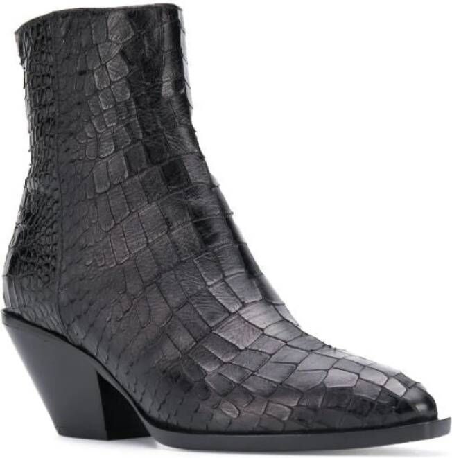 giuseppe zanotti Elegante Zwarte Leren Enkellaarzen Black Dames