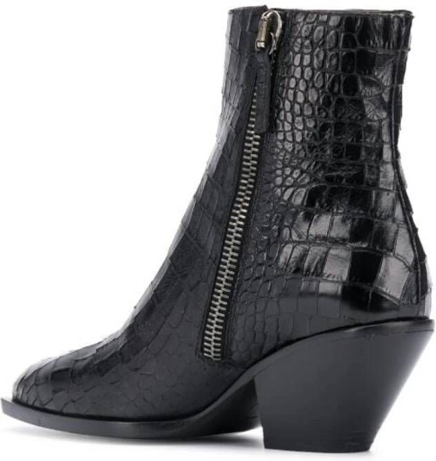giuseppe zanotti Elegante Zwarte Leren Enkellaarzen Black Dames