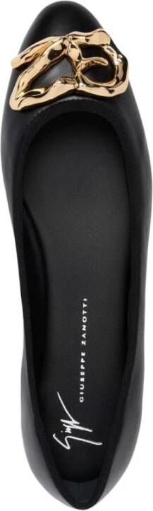 giuseppe zanotti Elegante Zwarte Leren Ballerina Flats Black Dames