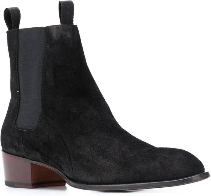 giuseppe zanotti Elegante Zwarte Leren Enkellaarzen Black Heren