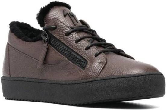 giuseppe zanotti Elegante Bruine Gesloten Platte Sneakers Brown Heren