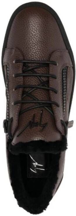 giuseppe zanotti Elegante Bruine Gesloten Platte Sneakers Brown Heren