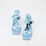 Giuseppe zanotti Blauwe Spiegel Leren Vierkante Neus Muilezels Blue Dames - Thumbnail 4