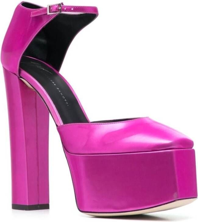 Giuseppe Zanotti Fuchsia Leren Plateau Pumps met Hak