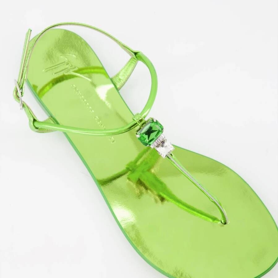 giuseppe zanotti Groene Spiegel Leren Sandalen Green Dames