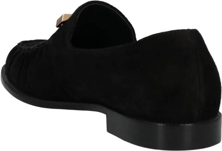 giuseppe zanotti Leren Loafers met Goudkleurig Logo Black Heren