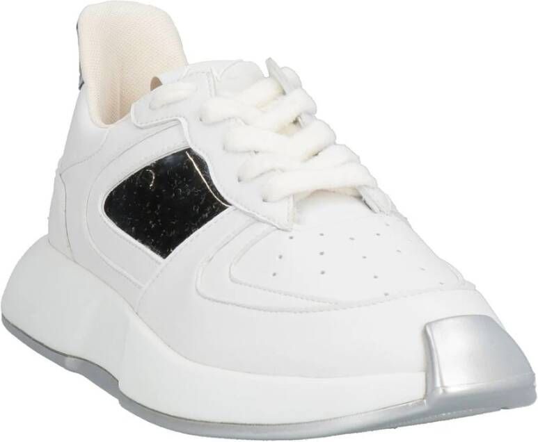 giuseppe zanotti Leren Sneakers met Geperforeerd Detail White Heren