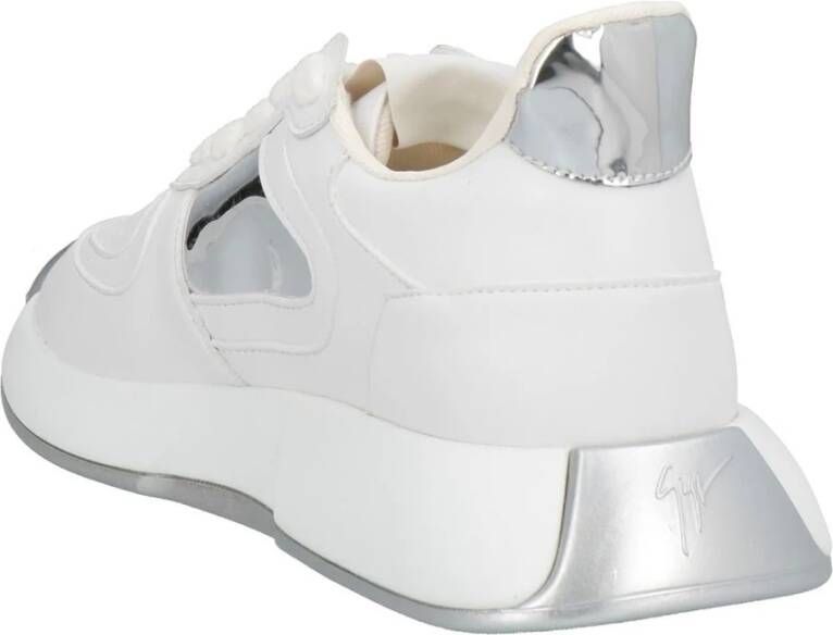 giuseppe zanotti Leren Sneakers met Geperforeerd Detail White Heren