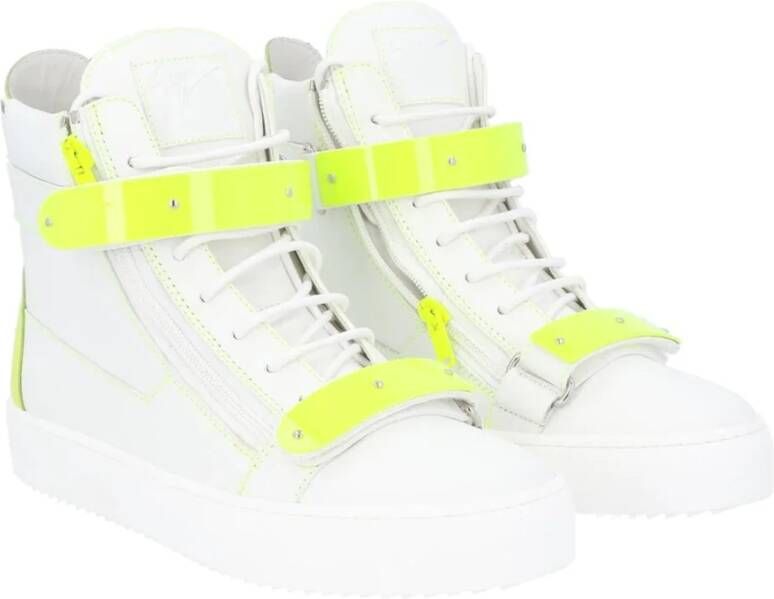 giuseppe zanotti Leren Sneakers met Klittenbandsluiting White Heren