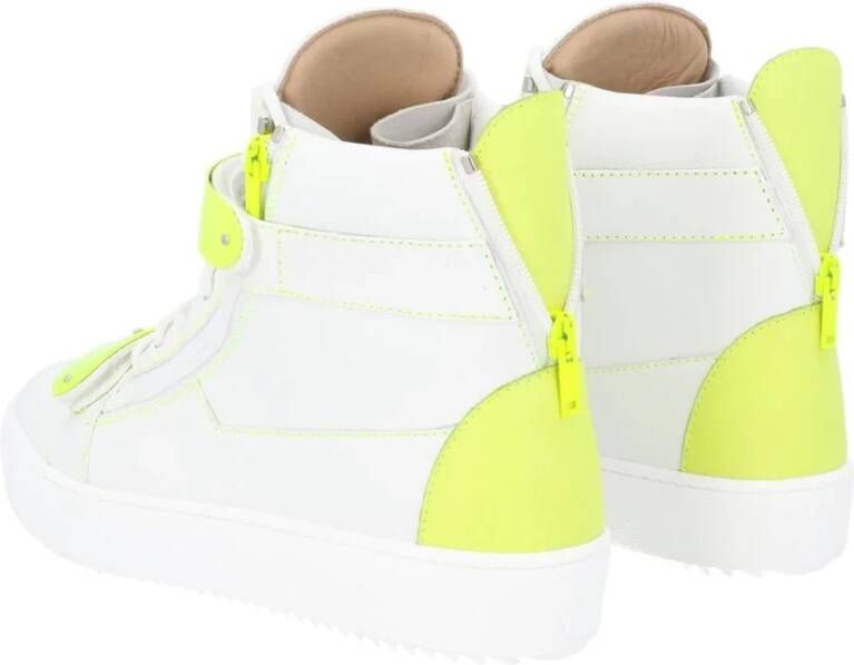 giuseppe zanotti Leren Sneakers met Klittenbandsluiting White Heren