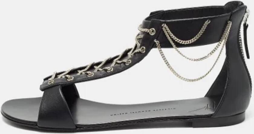 Giuseppe Zanotti Pre-owned Leather flats Black Dames