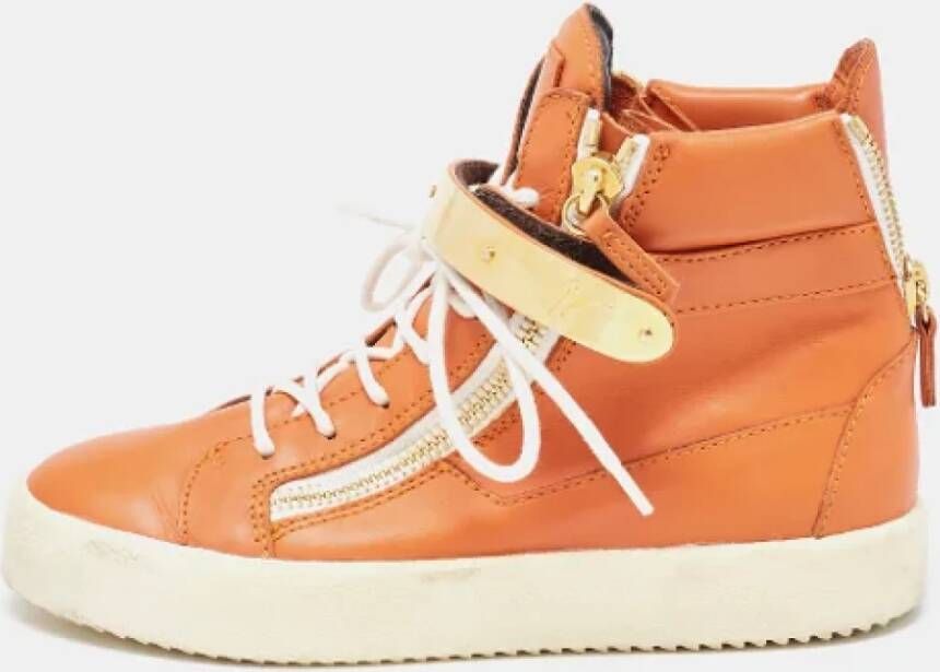 Giuseppe Zanotti Pre-owned Leather sneakers Orange Dames