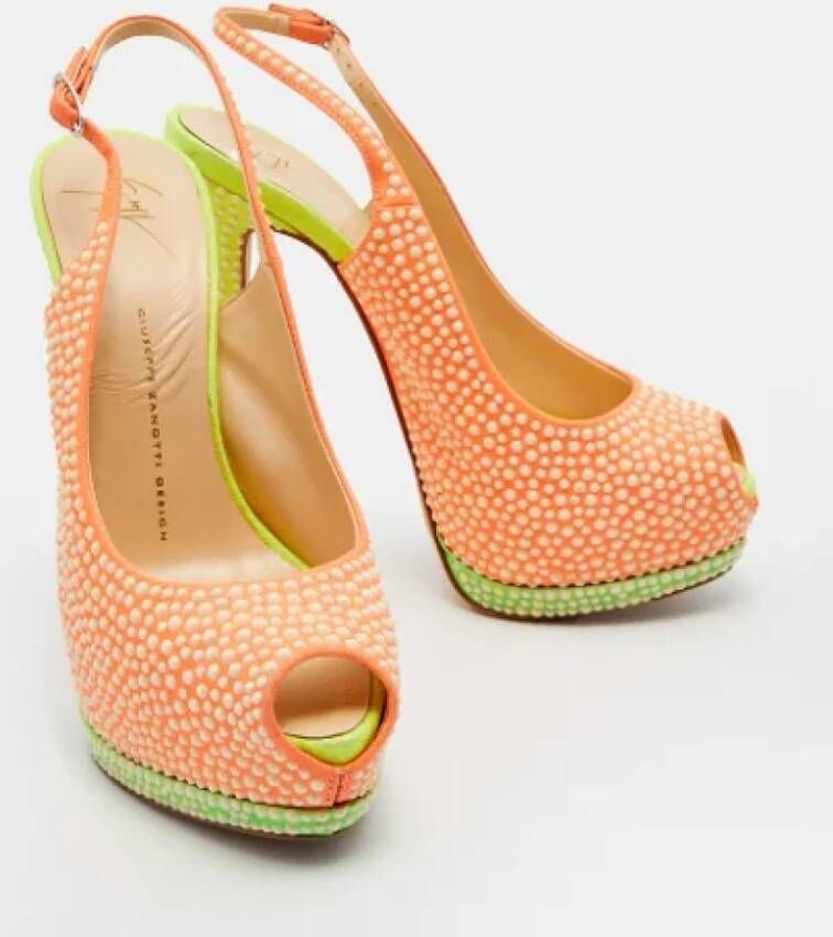 Giuseppe Zanotti Pre-owned Suede heels Orange Dames