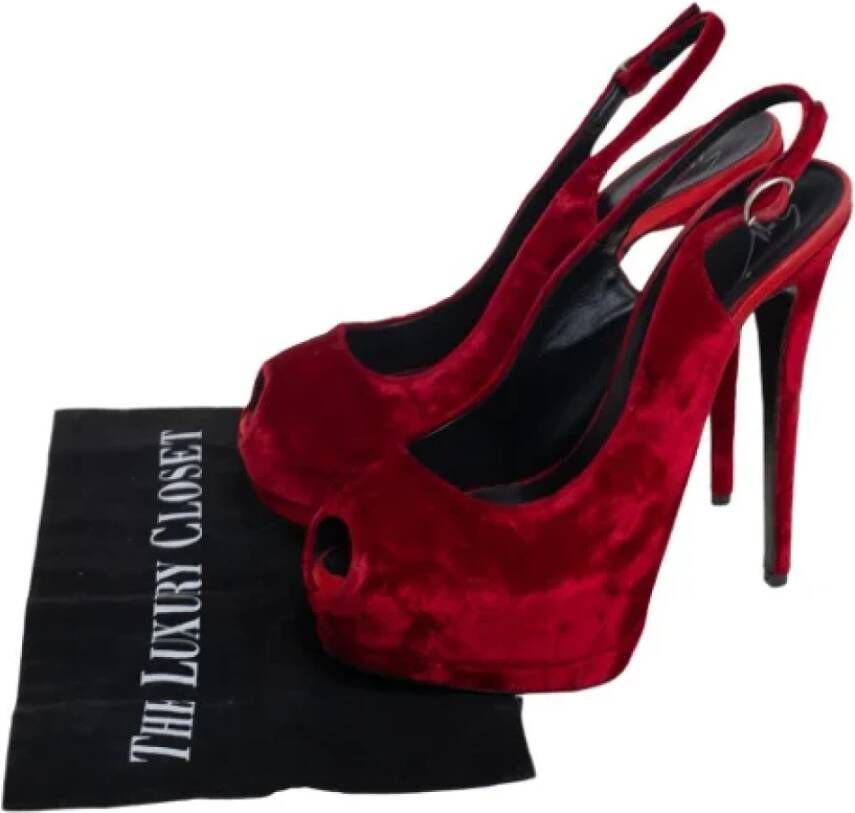Giuseppe Zanotti Pre-owned Velvet sandals Red Dames