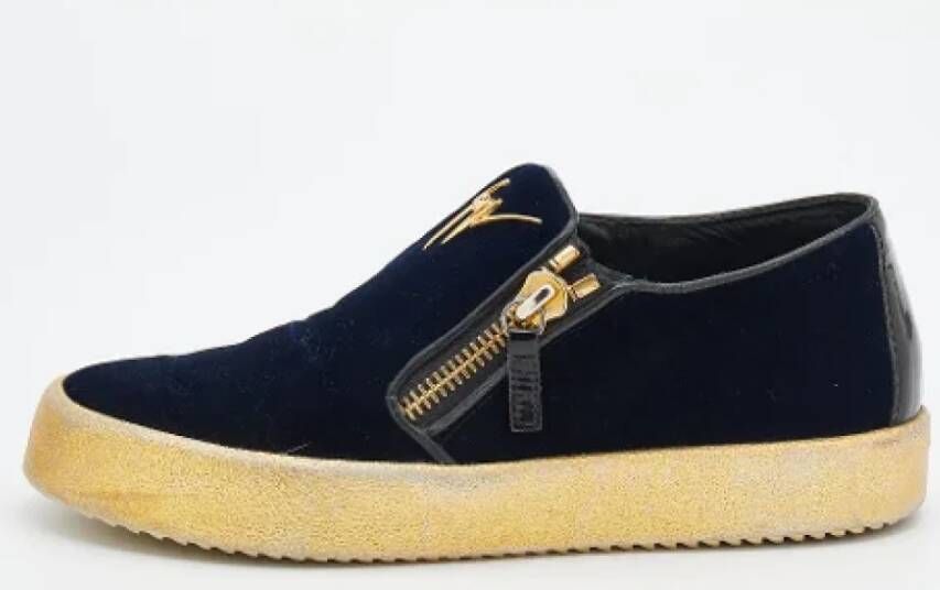 Giuseppe Zanotti Pre-owned Velvet sneakers Blue Dames