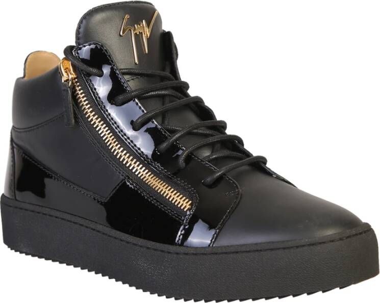 giuseppe zanotti Zwarte Leren Veterschoenen Zwart Heren