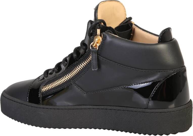 giuseppe zanotti Zwarte Leren Veterschoenen Zwart Heren