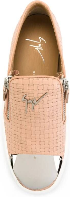 giuseppe zanotti Leren Logo Loafers Beige Dames