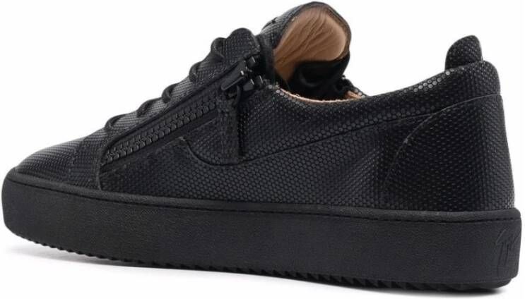 giuseppe zanotti Zwarte Elegante Gesloten Platte Sneakers Black Heren
