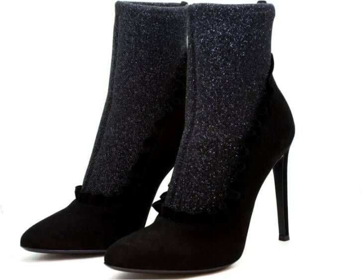 giuseppe zanotti Zwarte Suède Enkellaars Black Dames