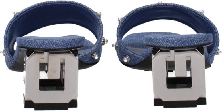 Givenchy Blauwe Stoffen Sandaal met Zijlogo