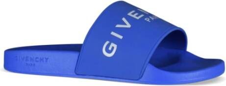 Givenchy Zomerse Stijl Upgrade: Blauwe Logo Slides Blauw Heren