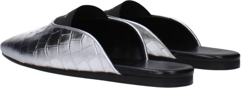 Givenchy Grijze Leren Slippers Sandalen