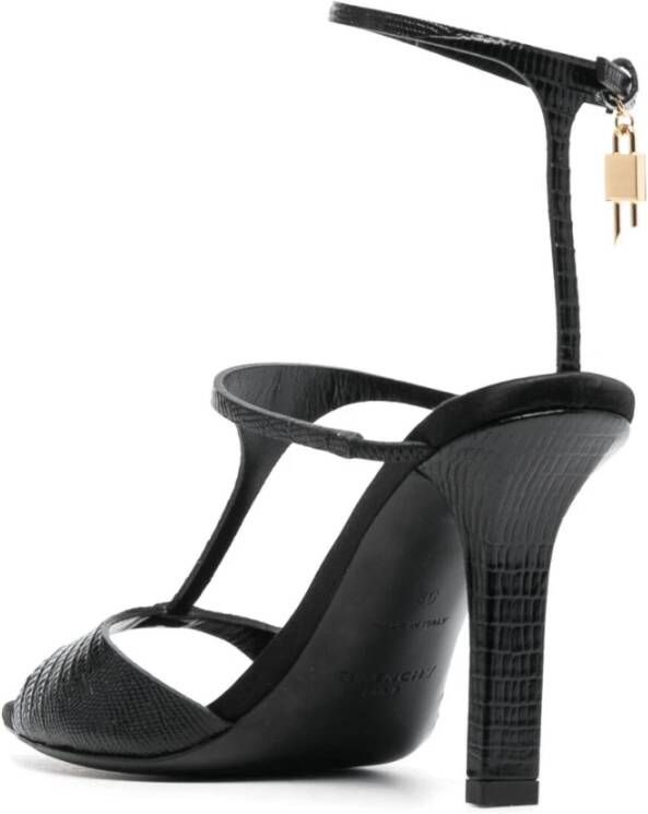 Givenchy Zwarte Hoge Hak Hagedis-Huid Sandalen Zwart Dames