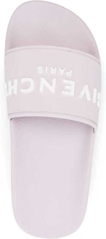Givenchy In reliëf gemaakt Logo Slide Platte Sandalen Purple Dames
