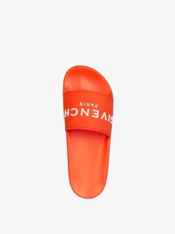 Givenchy Platte rubberen sandalen met wit reliëflogo Orange Heren