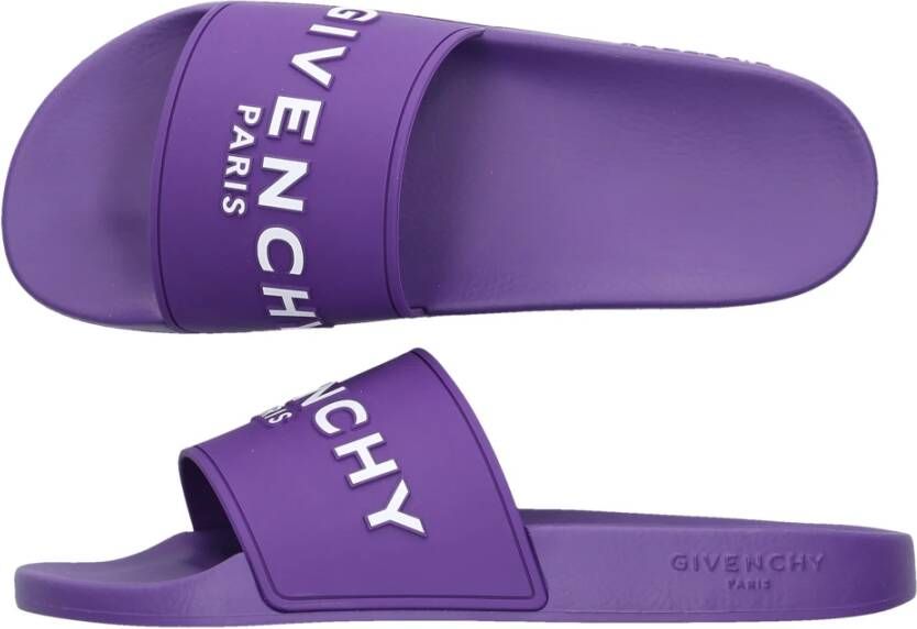 Givenchy Paris Rubber Sliders Paars Dames