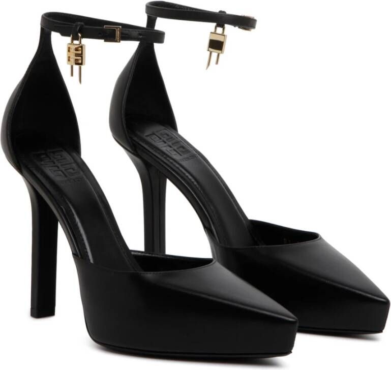 Givenchy Zwarte Kalfsleren Lock Platform Pumps Zwart Dames