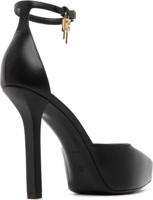 Givenchy Zwarte Kalfsleren Lock Platform Pumps Zwart Dames