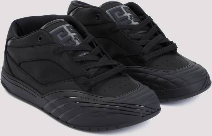Givenchy Zwarte Leren Mid-Top Sneakers Black Heren