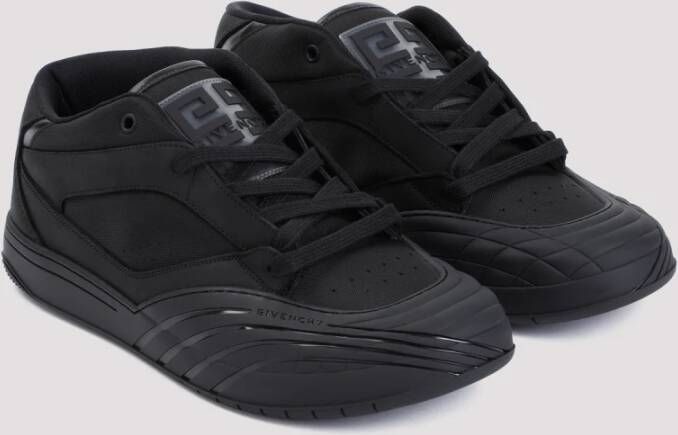 Givenchy Zwarte Mid-Top Leren Sneakers Black Heren