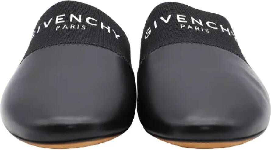 Givenchy Zwarte leren muiltjes met merklogo-details Black Dames