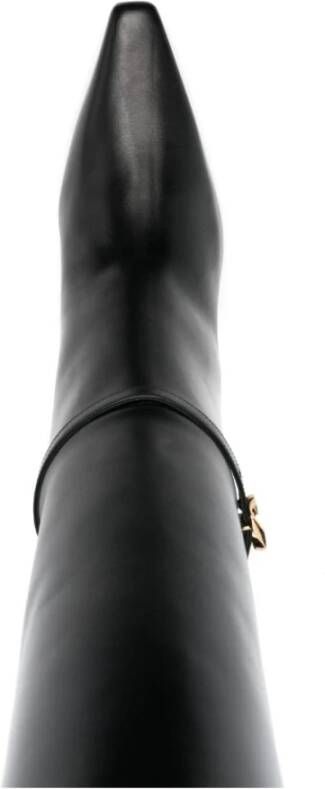 Givenchy Zwarte Logo-Hak Kniehoge Laarzen