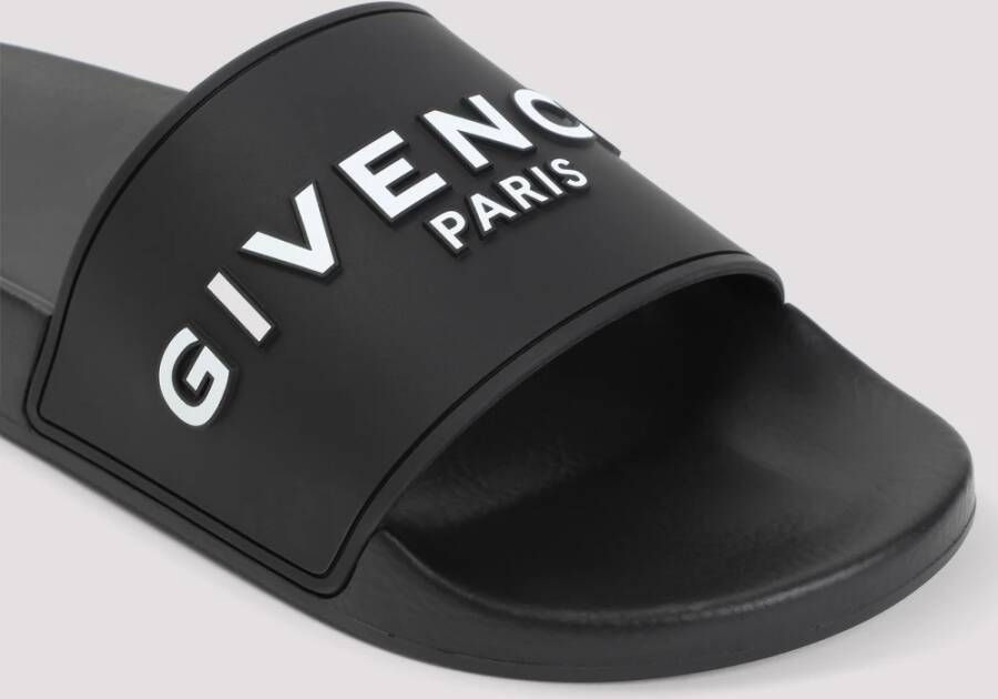 Givenchy Zwarte platte slide-sandalen met logo
