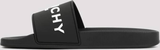 Givenchy Zwarte Rubberen Logoslippers Black Heren