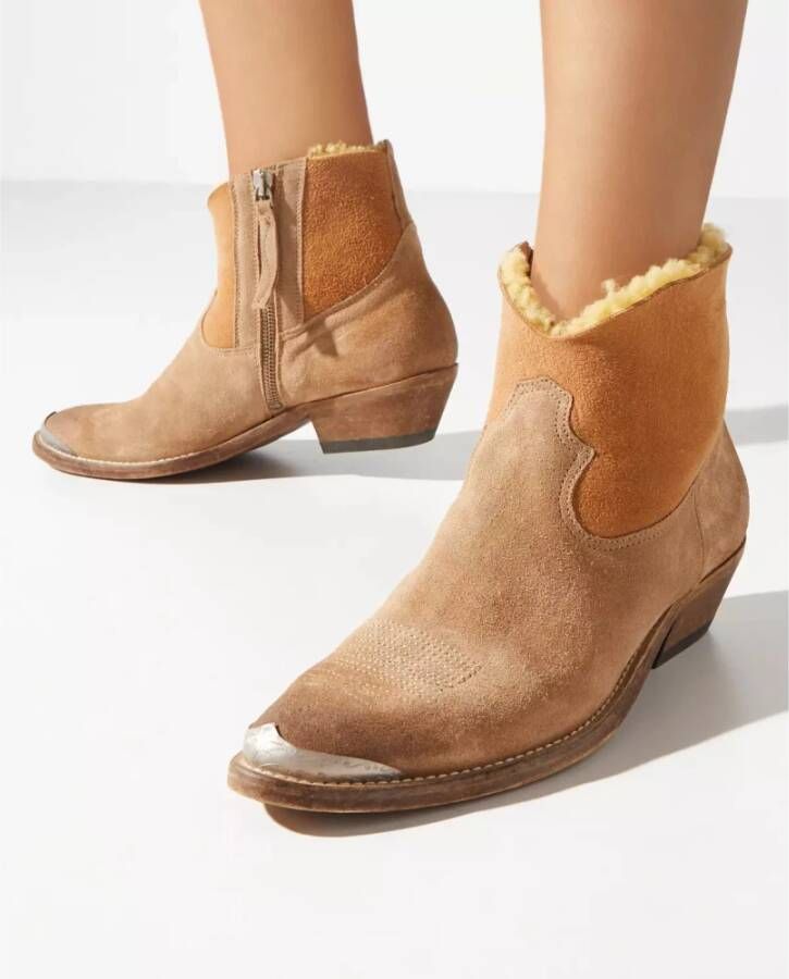 Golden Goose Beige suède cowboylaarzen